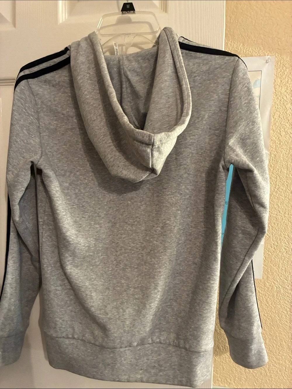 NWT adidas Gray Hoodie with Black Sleeve Stripes